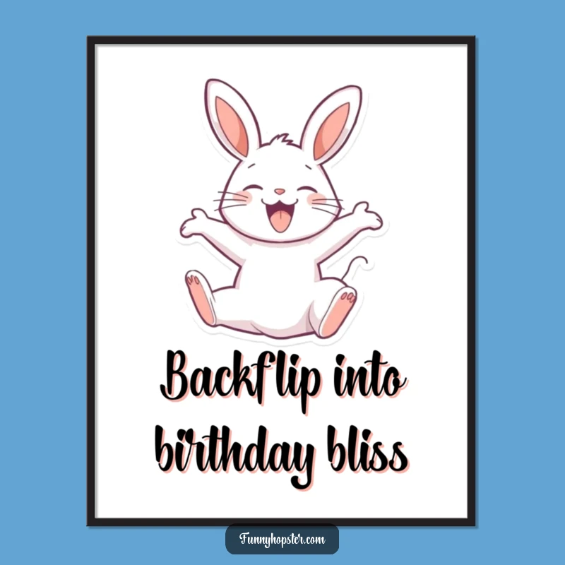 Free Printable Wall Art: Joyful Rabbit Backflip, Dynamic Decor, Funny Art