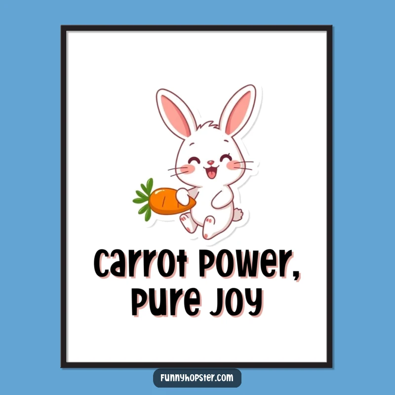 Free Printable Happy Rabbit Wall Art: Carrot Hop Cheerful Downloadable