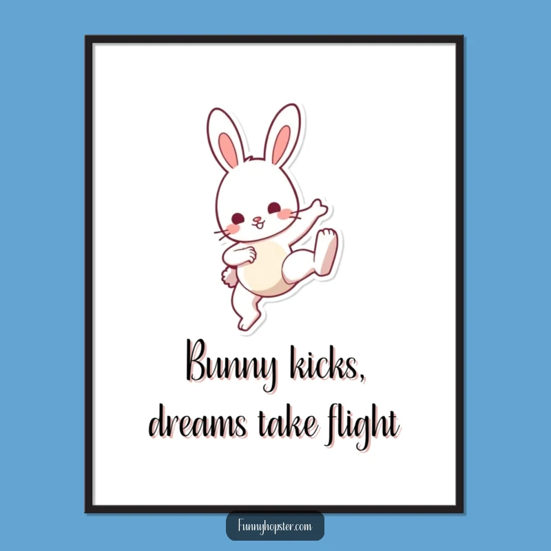 Free Printable Kickin' Bunny Wall Art - Funny Downloadable Kids Decor