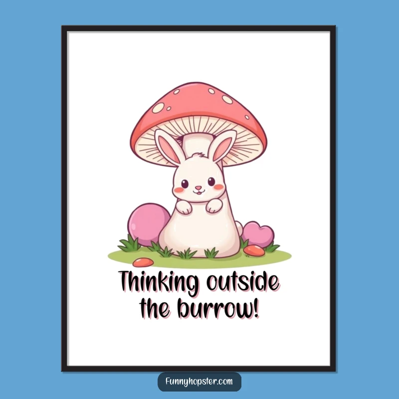 Free Printable Wall Art: Mischievous Rabbit & Mushroom Funny Downloadable Art for Home