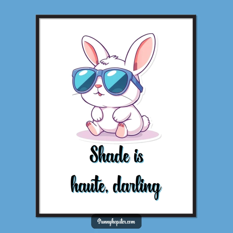 Funny Free Printable Wall Art Kawaii Rabbit Sunglasses Sunbath Downloadable