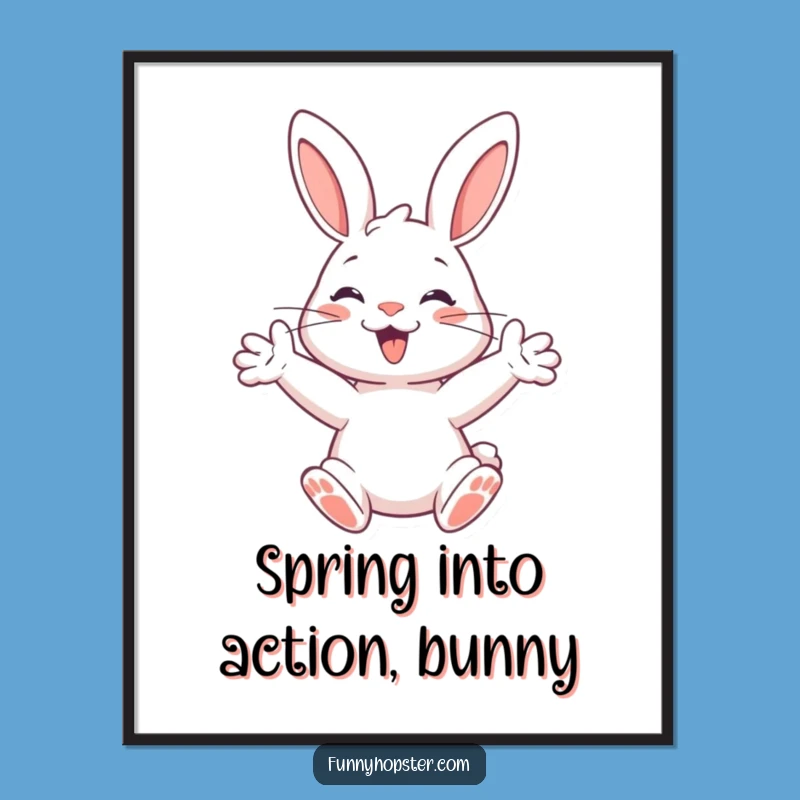 Funny Free Printable Wall Art: Energetic Rabbit Poised to Spring - Playful Downloadable Decor