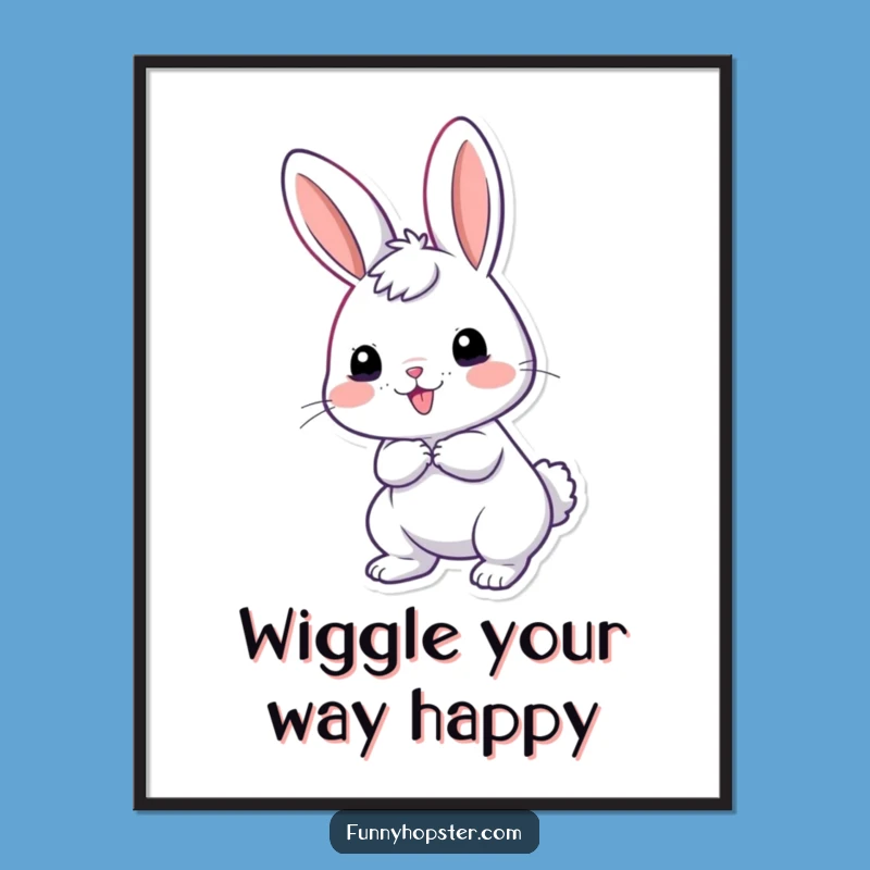 Funny Free Printable Wall Art: Giddy Rabbit Tail Wiggling - Joyful Downloadable Decor