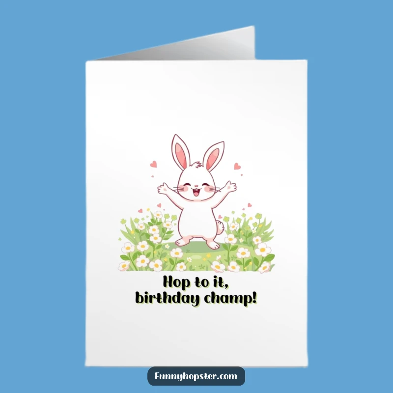 Free Printable Birthday Card: Happy Rabbit Dancing into a Fun Birthday