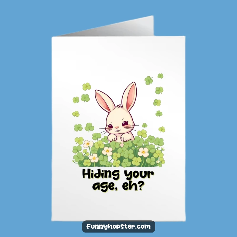 Free Printable Birthday Card: Mischievous Rabbit Hiding - Funny Downloadable Gift