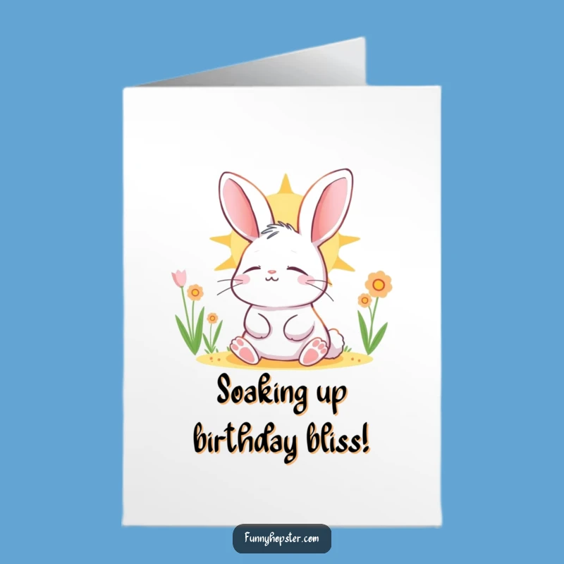 Free Printable Birthday Card: Relaxing Rabbit Enjoys the Sun, Chill Downloadable Gift