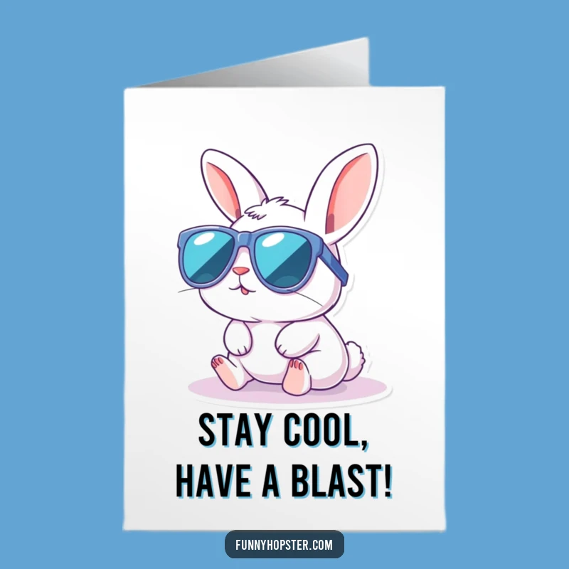 Free Printable Birthday Card Funny Kawaii Rabbit Sunglasses Sunbath Downloadable Gift