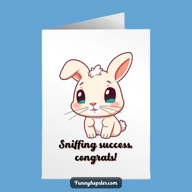Free Printable Congrats Card: Curious Rabbit, Nose Twitch, Funny Downloadable Gift