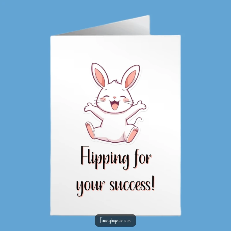 Free Printable Congrats Card: Joyful Rabbit Backflip, Success Cheer, Funny Gift
