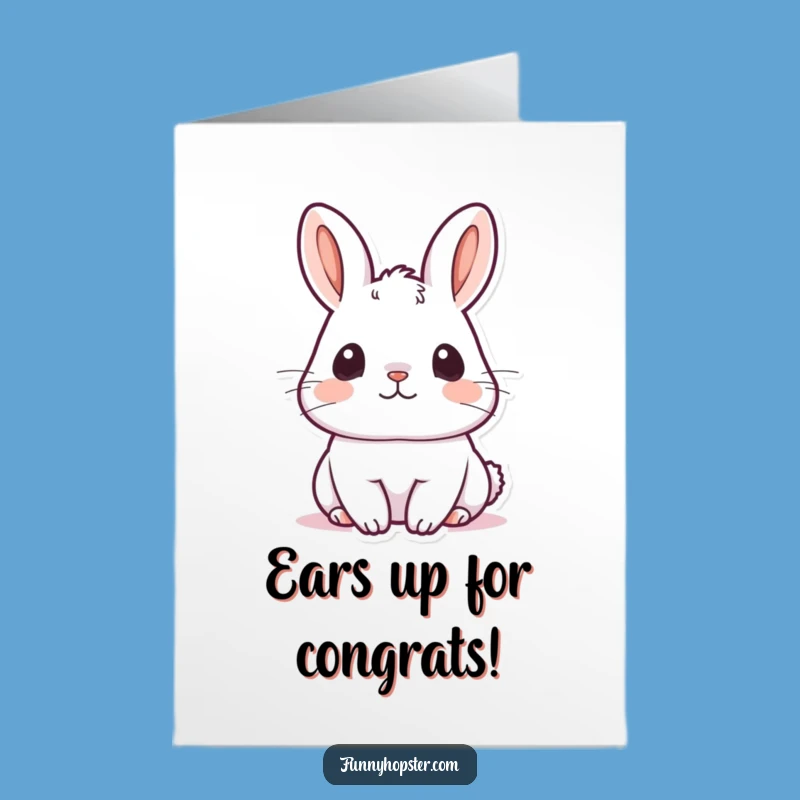 Free Printable Congrats Card: Listening Kawaii Rabbit, Focused Downloadable Gift!
