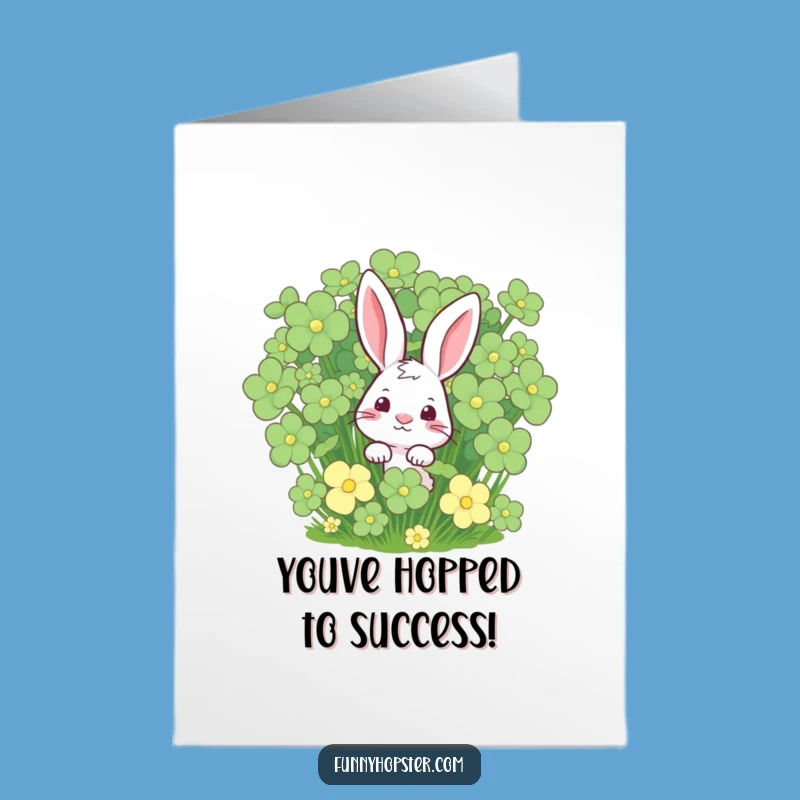 Free Printable Congrats Card: Lucky Rabbit Clover Cheers, Funny Downloadable Gift