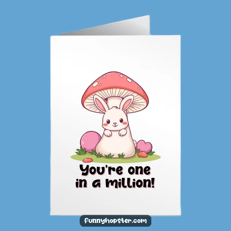 Free Printable Congrats Card: Mischievous Rabbit & Mushroom Funny Downloadable Gift
