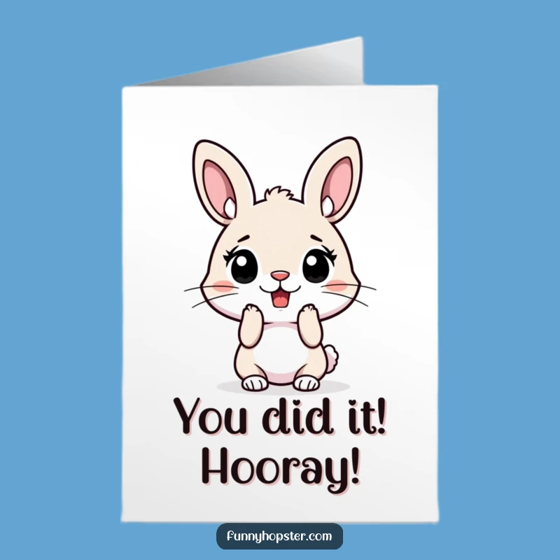 Free Printable Congrats Card: Shocked Rabbit Ears Up - Funny Downloadable Greeting