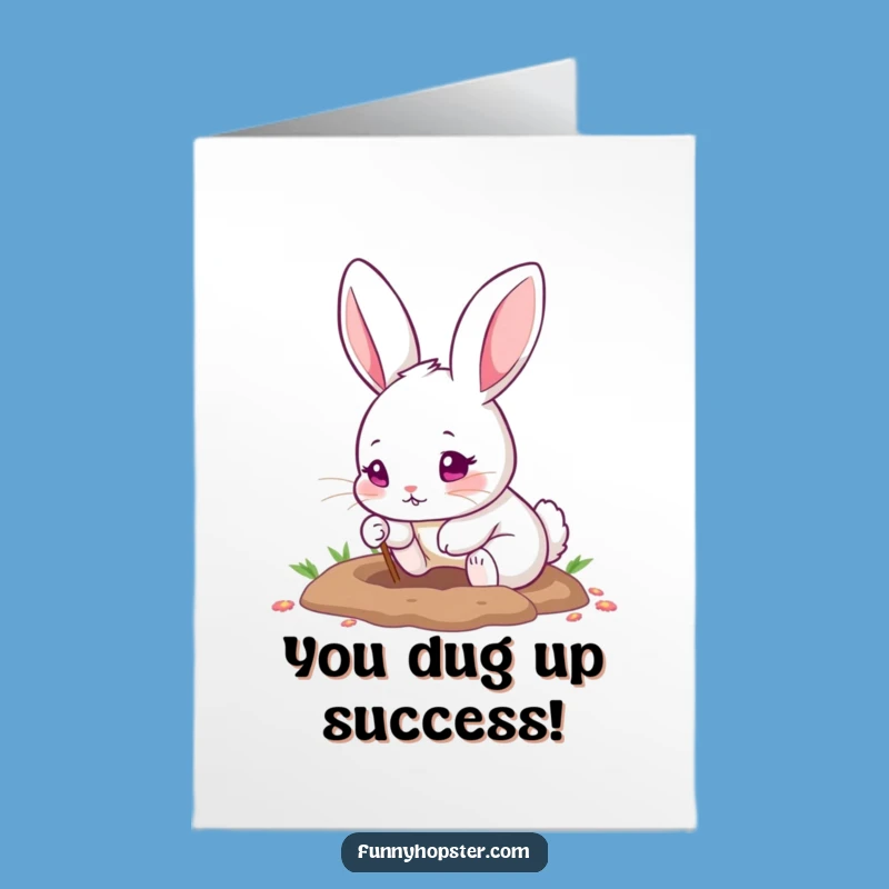 Free Printable Congrats: Cute Rabbit Digging - Funny DIY Gift Card