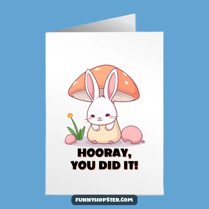 Free Printable Shy Rabbit Congrats Card - Humorous Downloadable for Awkward Wins