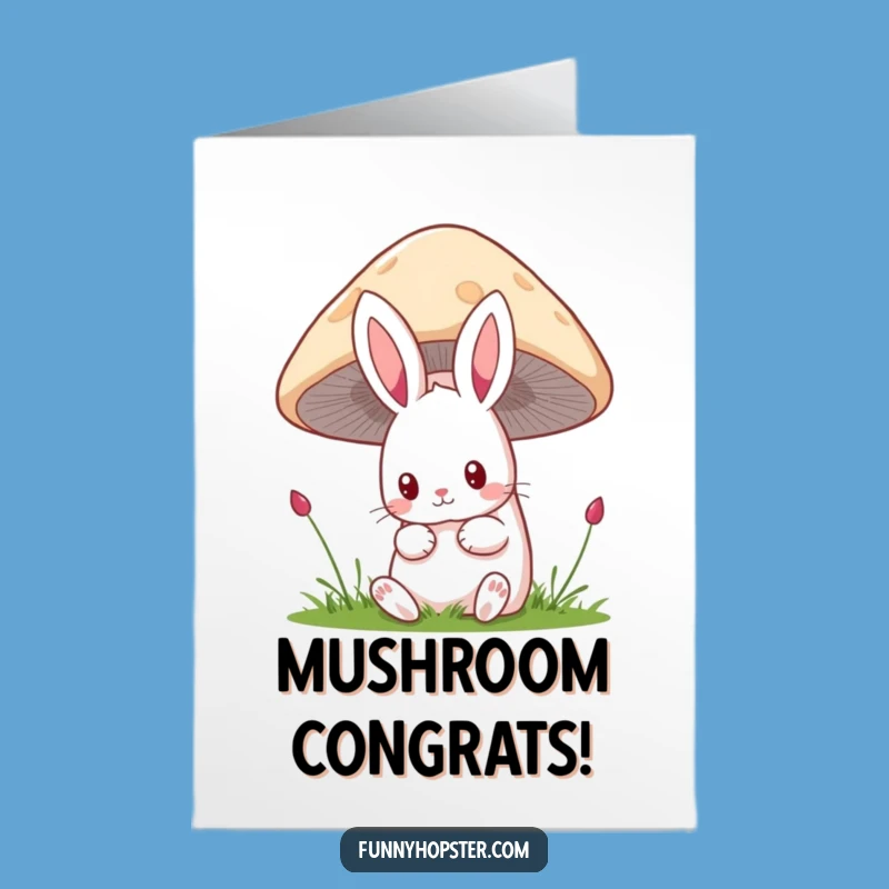 Free Printable Congrats Card: Peeking Kawaii Rabbit, Whimsical Downloadable Gift!