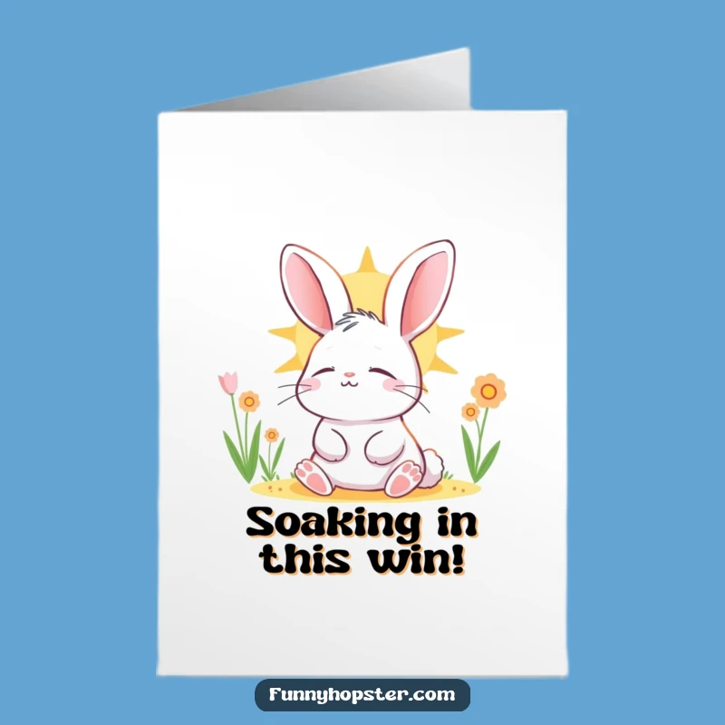 Free Printable Congrats Card: Rabbit Basks in Success, Content Downloadable