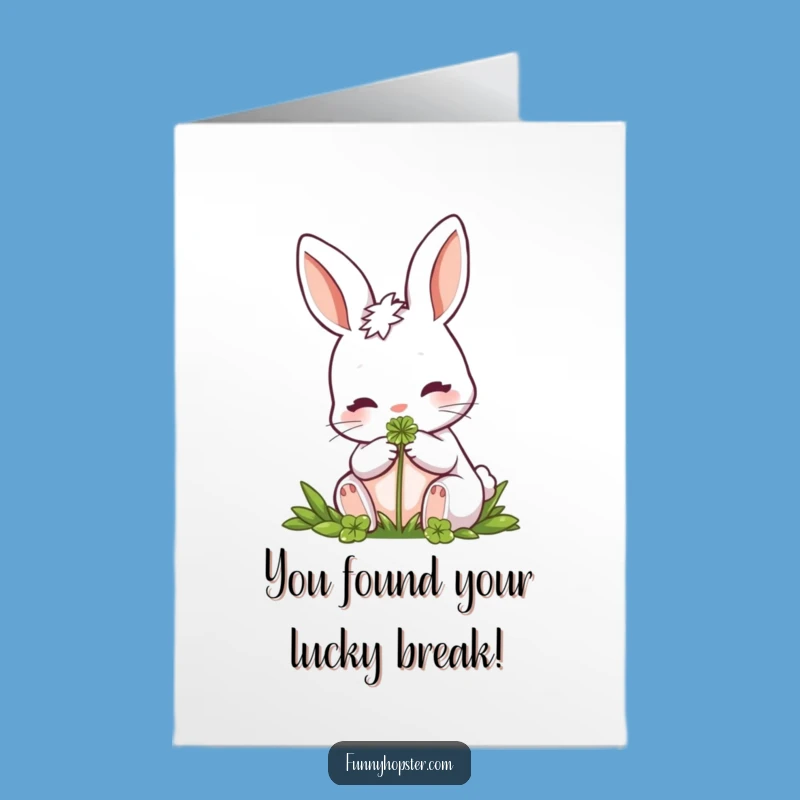 Free Printable Congrats Card: Happy Rabbit Clover - Funny Downloadable Gift