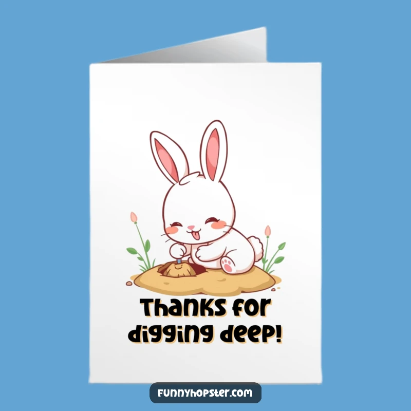 Free Printable Thank You Card: Kawaii Rabbit Digging, Best DIY Gift!