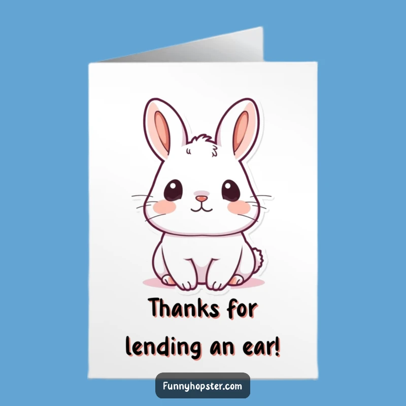 Free Printable Thank You Card: Listening Kawaii Rabbit, Thoughtful DIY Gift!
