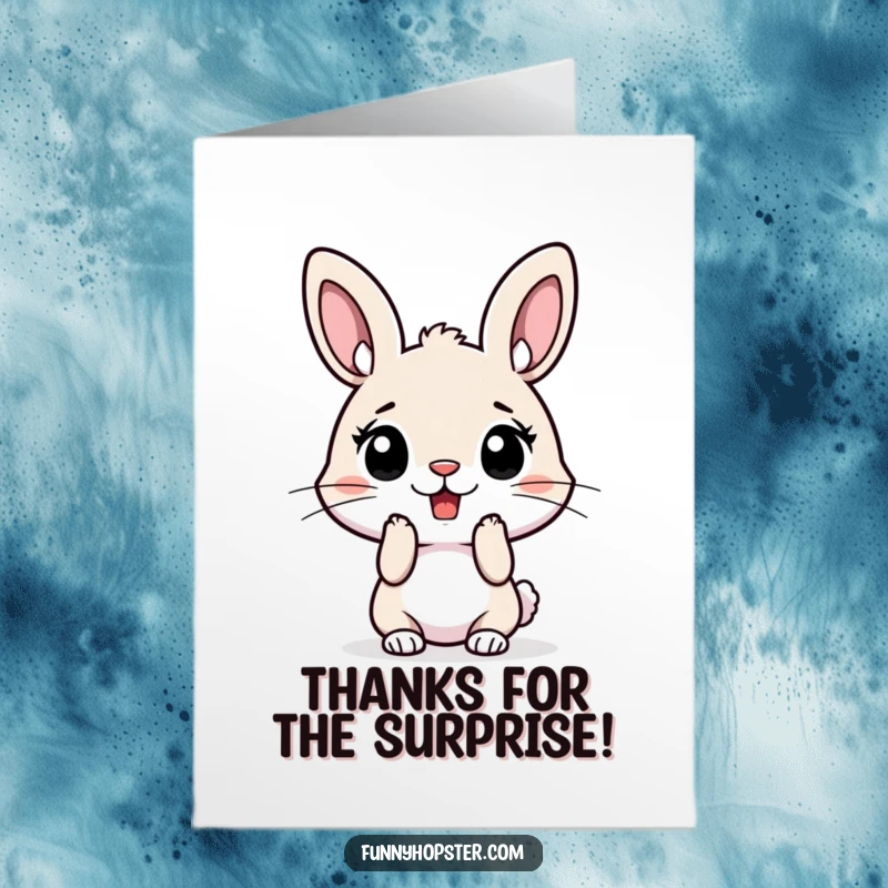 Funny Free Printable Thank You Card: A comical rabbit looking stunned, perfect for an unexpected thank you sentiment.