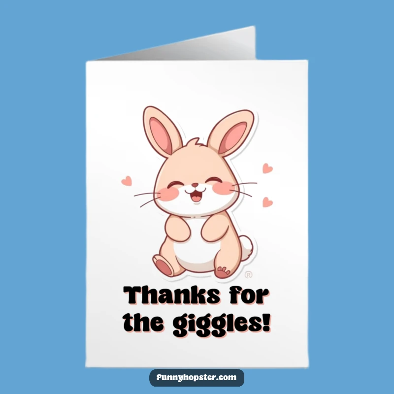 Free Printable Thank You Card: Giggling Kawaii Rabbit for Your Kindness