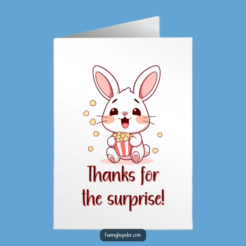 Free Printable Thank You Card: Popcorn Bunny Surprise, Funny Downloadable Gift