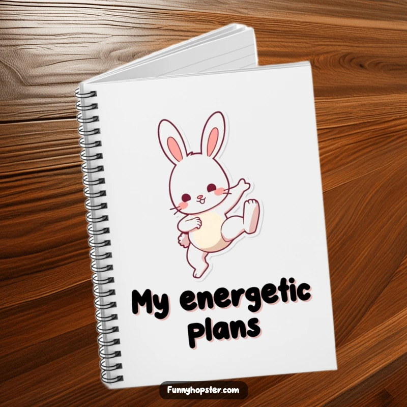 Funny Bunny Kick Notebook: A journal adorned with a bunny doing a cute kick, inspiring energetic note-taking, ideal funny gift for creators.