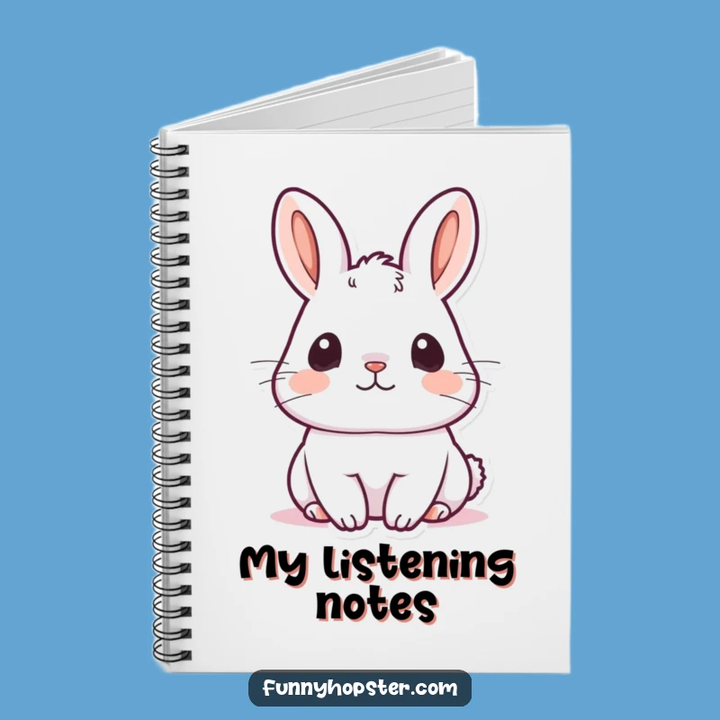 Funny Kawaii Rabbit Listening Notebook: Attentive Bunny Journal, Perfect Funny Gift