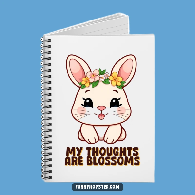 Funny Smiling Rabbit Flower Crown Notebook - Jot Down Notes with Giggles