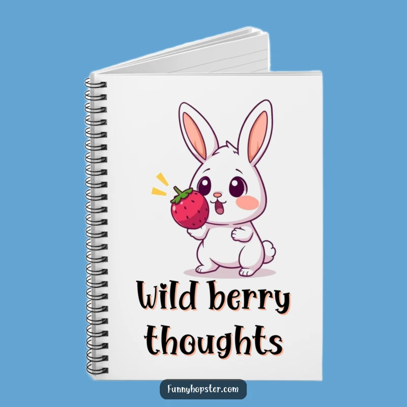 Funny Surprised Rabbit Notebook - Journal with Berry Shock - Funny Bunny Gift