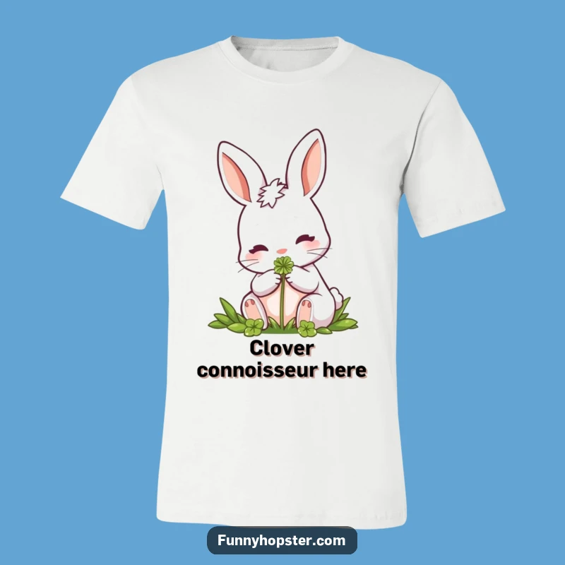 Funny Rabbit Clover Nibbler T-Shirt: Wear Your Love for Good Fortune