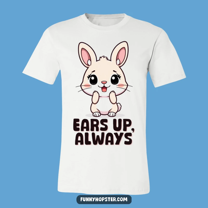 Funny Surprised Rabbit T-Shirt: High Ears, Hilarious Cotton Tee Gift