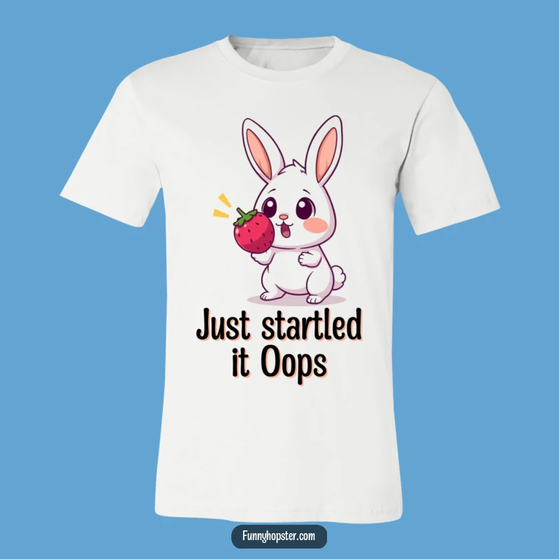 Funny Surprised Rabbit T-Shirt - Berry Startle Tee - Shocking Bunny Humor Gift