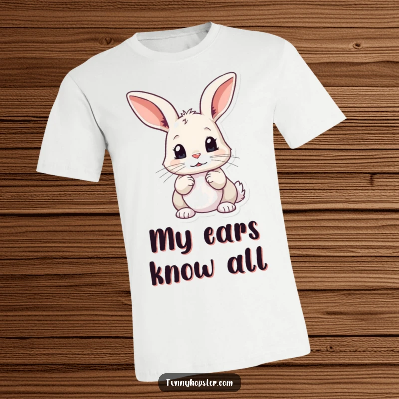 Funny Curious Rabbit T-Shirt: A tee featuring a rabbit with twitching ears and curious eyes, perfect for observers, a great funny gift.