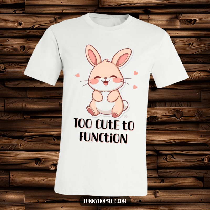 Funny Kawaii Rabbit T-Shirt: Features a hilarious giggling bunny doing a silly wiggle, perfect for spreading laughter.