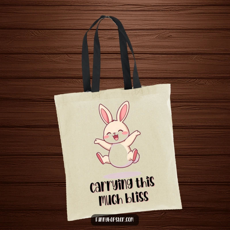 Funny Rabbit Tote Bag: A cheerful rabbit mid-cartwheel, designed for carrying essentials with a dose of humor and playful energy.