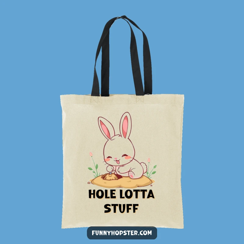 Funny Kawaii Rabbit Tote Bag: Enthusiastic Digging Bunny Canvas Bag, Perfect Carry-All Gift