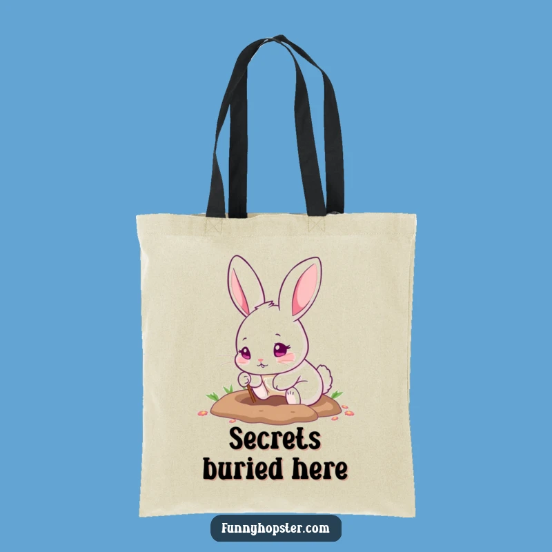 Funny Pink-Eyed Rabbit Digging Tote Bag: Carry Your Treasures!